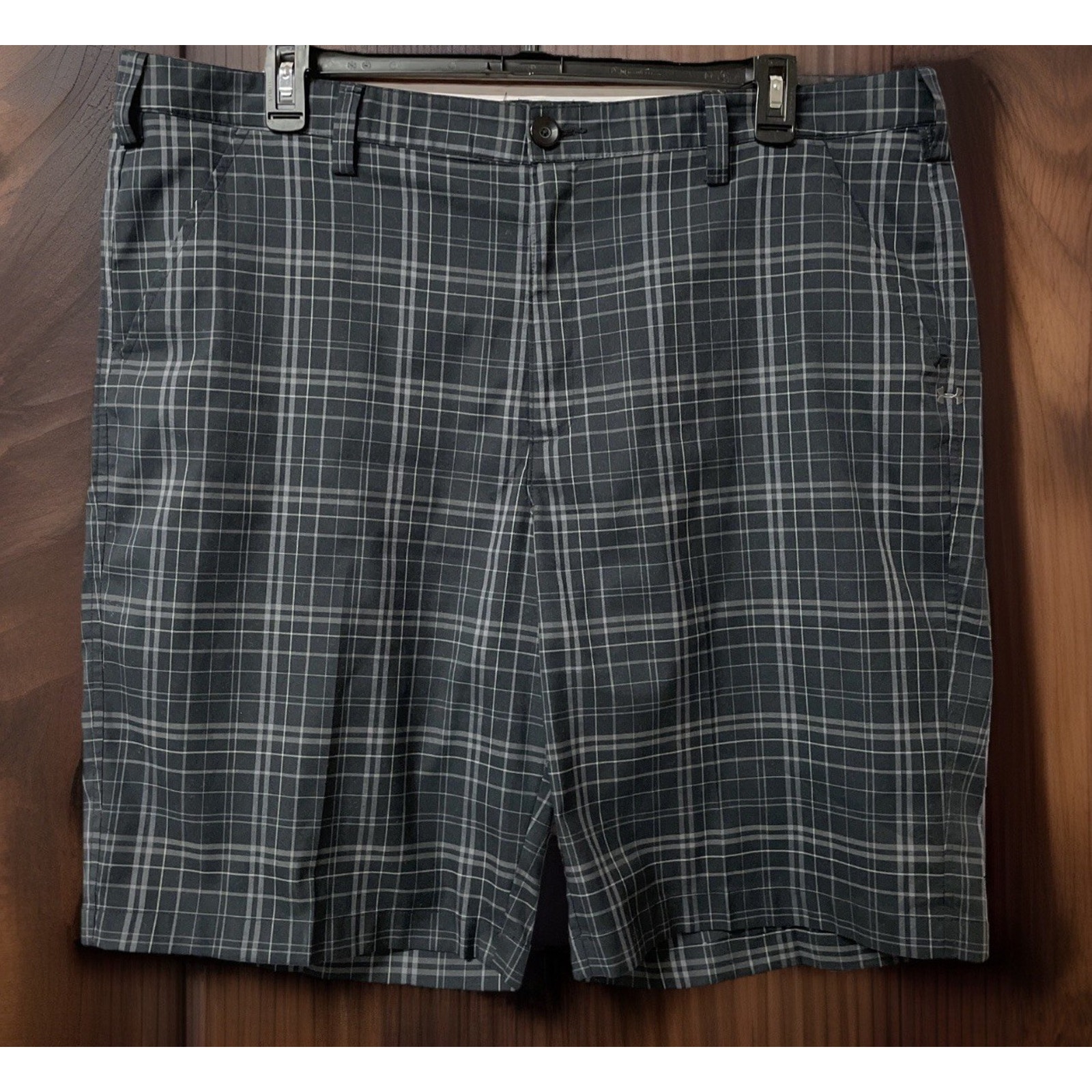 Under Armour Pga Golf Match Play Shorts Black Plaid Mens 42 Fast Ship